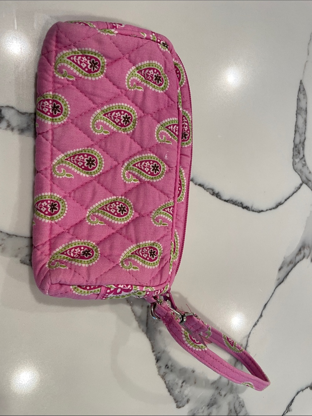 Vera Bradley Quilted Pink Paisley Wristlet Wallet